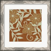 Framed Tan Flowers with Mint Leaves II