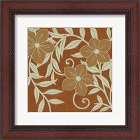 Framed Tan Flowers with Mint Leaves II