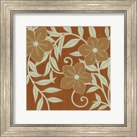 Framed Tan Flowers with Mint Leaves II