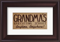 Framed Grandma's Babysitting Service