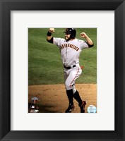 Framed Cody Ross Celebrates Edgar Renteria's 3 Run Home Run Game Five of the 2010 World Series