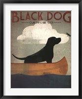 Black Dog Canoe Framed Print