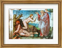Framed Sistine Chapel ceiling: Creation of eve, with four Ignudi, 1511