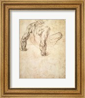 Framed W.63r Study of a male nude, leaning back on his hands
