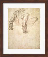 Framed W.63r Study of a male nude, leaning back on his hands