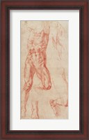 Framed W.13r Study of a male nude, stretching upwards