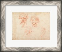 Framed W.33 Sketches of satyrs' faces