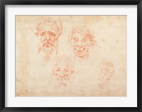 Framed W.33 Sketches of satyrs' faces