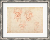 Framed W.33 Sketches of satyrs' faces