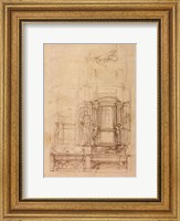 Framed W.26r Design for the Medici Chapel in the church of San Lorenzo, Florence