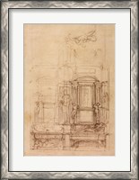 Framed W.26r Design for the Medici Chapel in the church of San Lorenzo, Florence