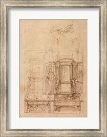 Framed W.26r Design for the Medici Chapel in the church of San Lorenzo, Florence