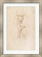 Framed W.53r The Risen Christ, study for the fresco of The Last Judgement in the Sistine Chapel, Vatican