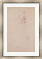 Framed Sketch of a male head and two legs