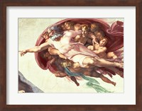 Framed Sistine Chapel Ceiling: The Creation of Adam, detail of God the Father, 1508-12