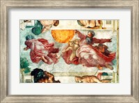 Framed Sistine Chapel Ceiling: Creation of the Sun and Moon, 1508-12