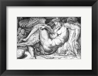 Framed Leda, engraved by Jacobus Bos, Boss or Bossius