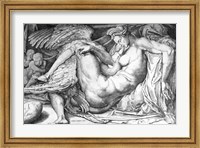 Framed Leda, engraved by Jacobus Bos, Boss or Bossius