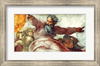 Framed Sistine Chapel Ceiling: Creation of the Sun and Moon, 1508-12