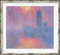 Framed Houses of Parliament, London, with the sun breaking through the fog, 1904
