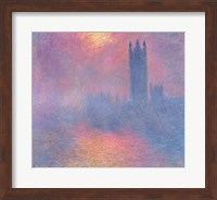 Framed Houses of Parliament, London, with the sun breaking through the fog, 1904