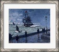 Framed Jetty at Le Havre, Bad Weather, 1870