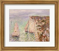Framed L'Aiguille and the Porte d'Aval, Etretat, 1886