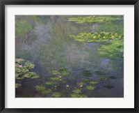Framed Waterlilies (green with blue)