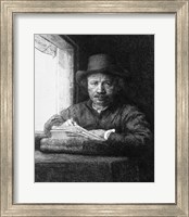 Framed Self portrait while drawing, 1648