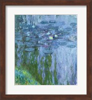 Framed Waterlilies (blue & green vertical)