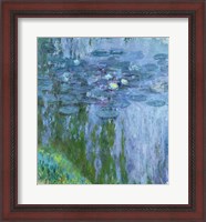 Framed Waterlilies (blue & green vertical)