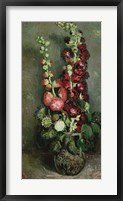 Framed Vase of Hollyhocks, 1886