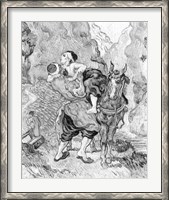 Framed Good Samaritan, after Delacroix, 1890