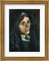 Framed Peasant with moss green shawl, c.1885