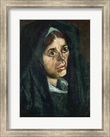 Framed Peasant with moss green shawl, c.1885