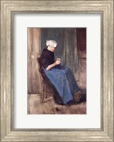 Framed Young Scheveningen Woman Knitting, Facing Right