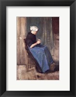 Framed Young Scheveningen Woman Knitting, Facing Right