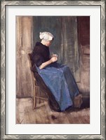 Framed Young Scheveningen Woman Knitting, Facing Right