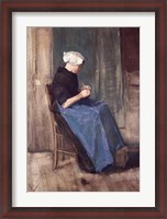 Framed Young Scheveningen Woman Knitting, Facing Right