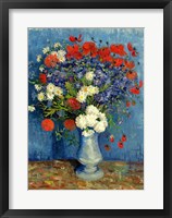 Still Life: Vase with Cornflowers and Poppies, 1887 Framed Print