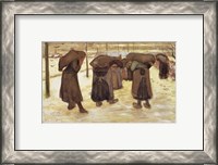 Framed Miners' wives carrying sacks of coal, 1882