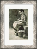 Framed Woman peeling potatoes