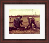 Framed Two Peasants Planting Potatoes, 1885