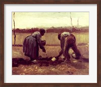 Framed Two Peasants Planting Potatoes, 1885