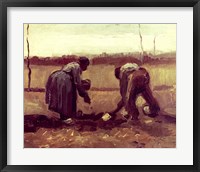 Framed Two Peasants Planting Potatoes, 1885