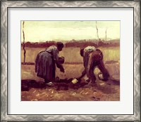 Framed Two Peasants Planting Potatoes, 1885