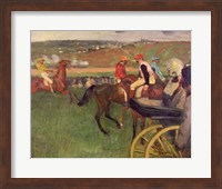 Framed Race Course - Amateur Jockeys near a Carriage