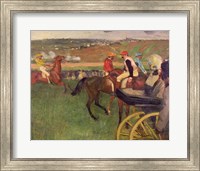 Framed Race Course - Amateur Jockeys near a Carriage