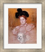 Framed Woman holding a dog
