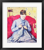 Framed Madame Cezanne sewing